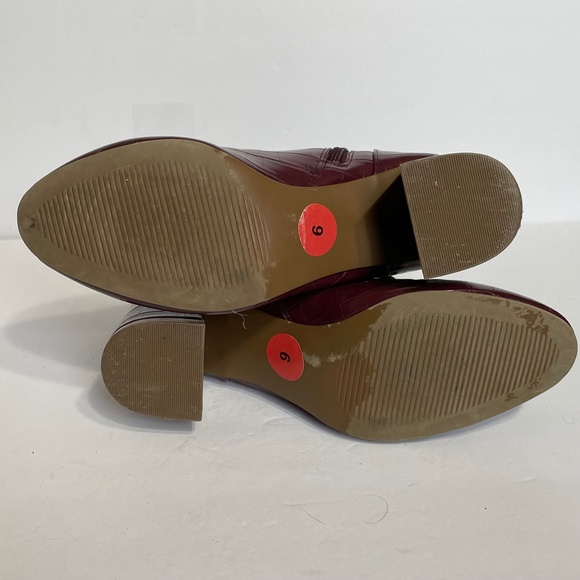 Women's Burgundy Lace-Up Ankle Boots - Picture 8 of 10